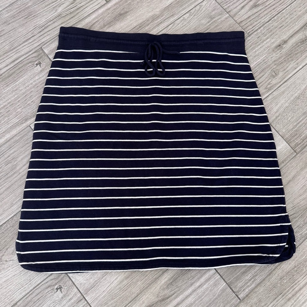 T By Talbots Pima Cotton Skirt Navy Stripe Nautical Costal Preppy Size XL